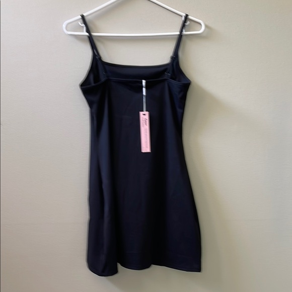 Women's Spaghetti Strap Tennis Dress with Shorts Workout Side Slit Active Black - Picture 11 of 15
